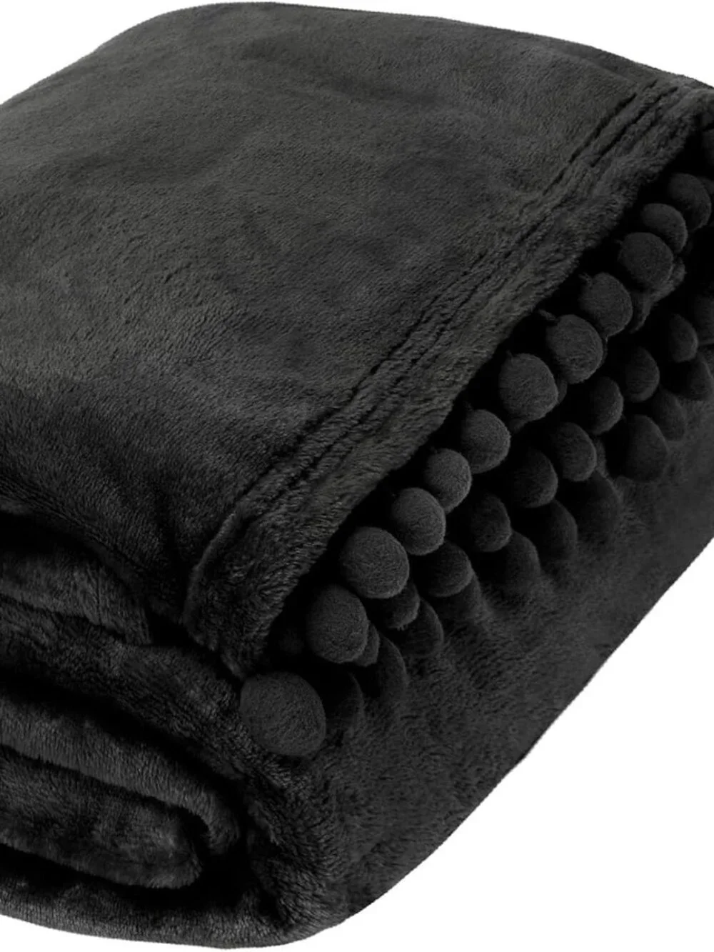 Pom Pom Fringe Velvet Blanket 50x60